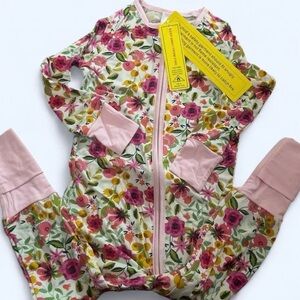 Floral Baby Onesie with Pink Accents